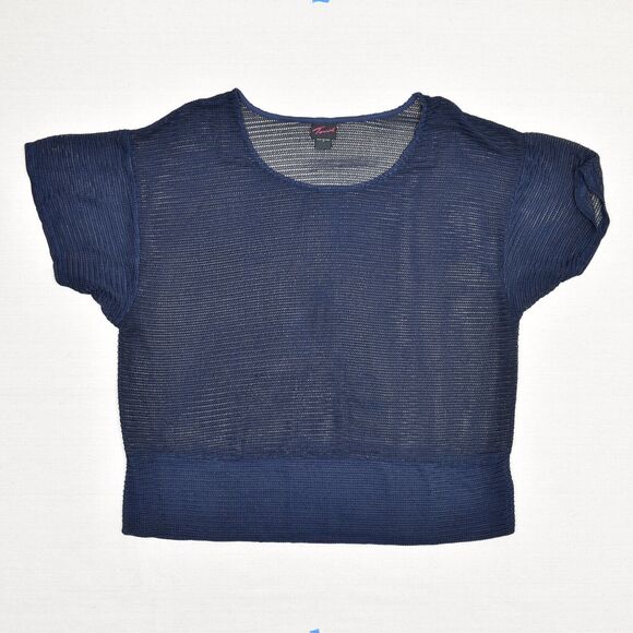 Torrid Women Blouse Knit Short Sleeve Solid Crew Neck Polyester Blue Plus Size 3 - Picture 2 of 8